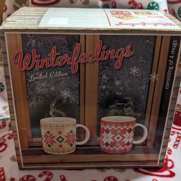 German Mugs Waechtersbach Set of 4 Pattern Inspired By Scandinavian Sweaters - Picture 11 of 11